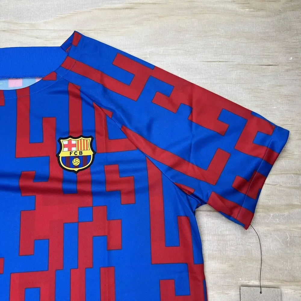 NEW XL Barcelona FC Nike 2022/23 Pre-Match Short Sleeve Top Mens Blue